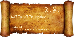 Káplár Hedda névjegykártya